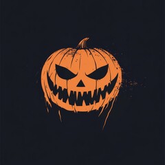 Poster - Scary Jack-o-Lantern with a Glowing Face and Splashes on Black Background.