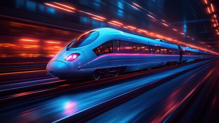 Poster - High Speed Train Racing Through the Night