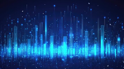 Wall Mural - Abstract vector illustration of a blue music equalizer. Crisp lines and vibrant blue tones represent audio levels and sound frequency patterns.