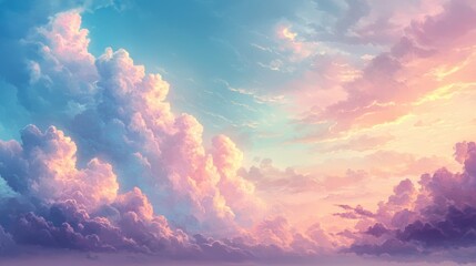 Wall Mural - serene twilight bliss with pastel-colored clouds