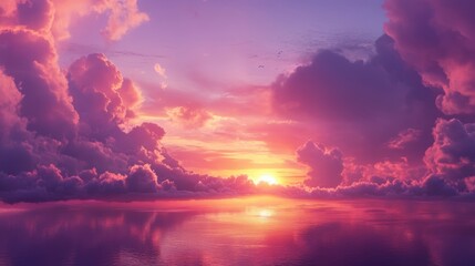 Wall Mural - majestic pink and purple sunset sky with vibrant clouds