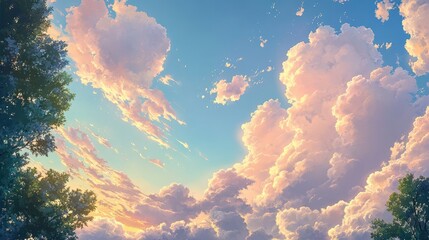 Wall Mural - serene twilight skies: pastel-colored clouds at dusk