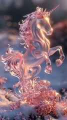 Wall Mural - Digital ice sculptures and pegasus ice scenes poster background