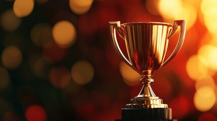 a shiny trophy stands proudly against a colorful background, symbolizing achievement and victory in 