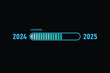 © Sumeth - Blue loading bar from 2024 to 2025 on a black background New Year concept