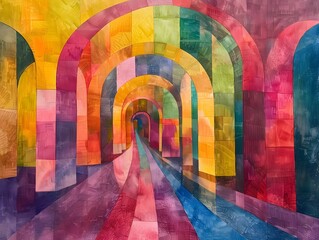 Poster - Colorful Abstract Archway Tunnel.