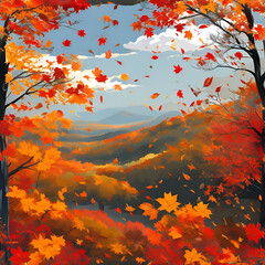 Poster - autumn leaves in the sky