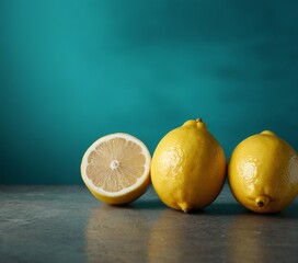 Aufkleber - two lemons and one half cut in