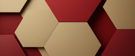 Wall Mural - red and gold wallpaper with hexagons