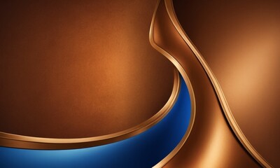 Poster - abstract background with golden curves and blue lines