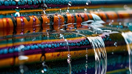 bubbles in a vibrant tribal pattern waterfall