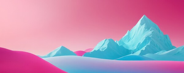 Wall Mural - pink and blue mountain