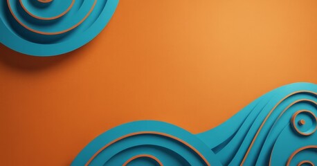 Leinwandbilder - blue and orange abstract background with curved curve