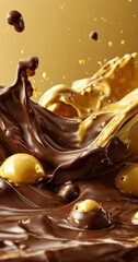 Fototapete - chocolate splashing on table