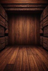 wooden room with dark wood floor and wall