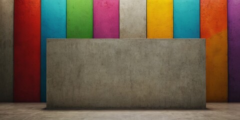 Aufkleber - colorful wall with concrete block in front it
