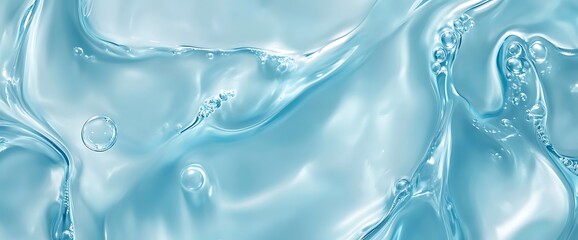 Abstract background with blue liquid with bubbles.