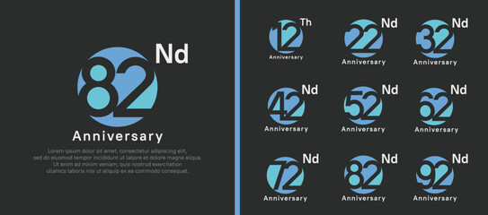 Wall Mural - anniversary logotype set. vector design blue color circle can be use for celebration moment