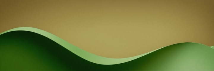 Fototapete - green wave shaped object on brown background