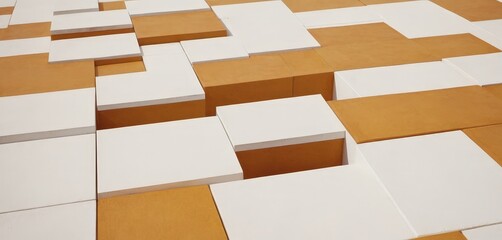 Poster - large white and brown tiled floor