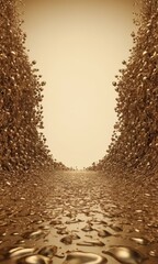 Wall Mural - very surreal looking 3d tunnel gold coins