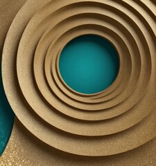 Fototapete - blue and gold background with circular pattern