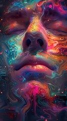 Poster - Abstract Face with Liquid Colors.