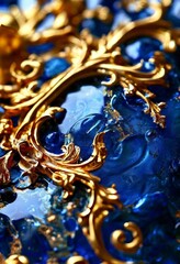 Leinwandbilder - close up blue and gold necklace