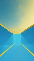 Aufkleber - blue and yellow room with sky background