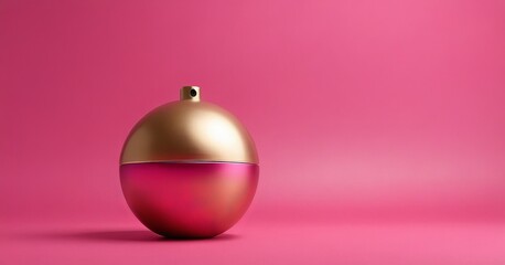 Leinwandbilder - pink egg with gold lid on background