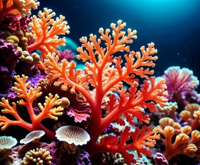 Poster - close up coral with blue background