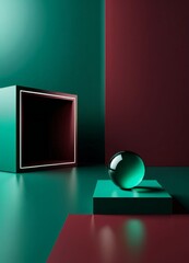 Fototapete - green and red room with television