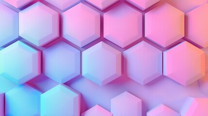 Wall Mural - floating hexagons with vibrant gradient fills, dynamic 3d backdrop, contemporary technology aestheti