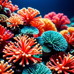 Leinwandbilder - close up coral with many different colored corals