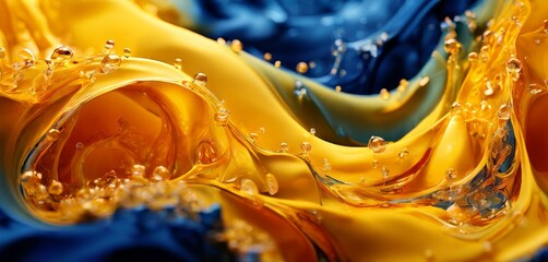 Poster - close up yellow and blue liquid