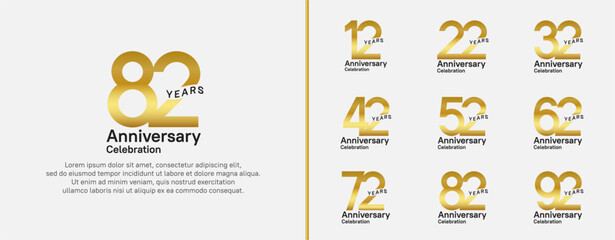 Wall Mural - anniversary logotype set. vector design gold color for celebration event