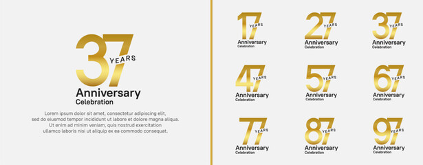 Wall Mural - anniversary logotype set. vector design gold color for celebration event