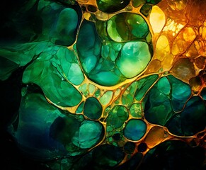 Poster - close up green and yellow glass