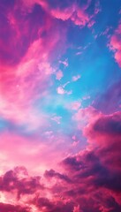 Aufkleber - pink and blue sky with clouds