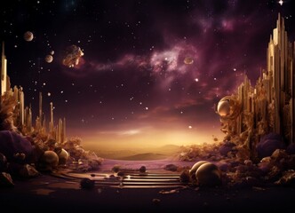 Fototapete - scene fantasy city