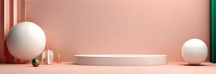 Aufkleber - pink room with white egg and green plant