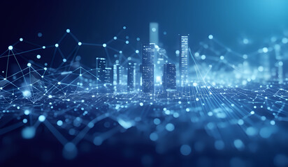 Bright light blue digital networking, internet, cyber and business background