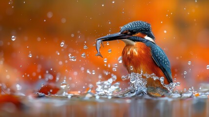 ai generation image Fishermen standing on boats. Casting a net Go into the water to catch fish, splashing water, clear water, see many fish in the water. And there are birds flying and catching