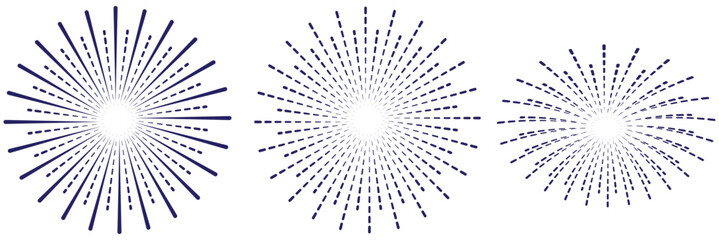 Wall Mural - Sunburst, sun light ray. Vintage graphic set