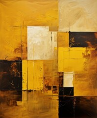 Leinwandbilder - painting yellow and black squares