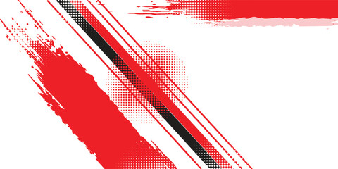Wall Mural - Abstract red and white banner design vector, dynamic sporty horizontal background template for media promotion or web banner.
