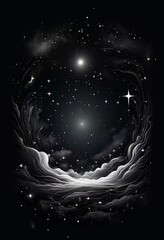 Poster - black and white night sky with stars
