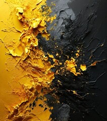 Fototapete - yellow and black abstract painting