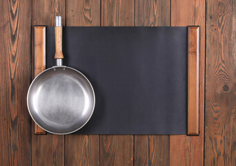 Sticker - kitchen menu frame on old wooden background