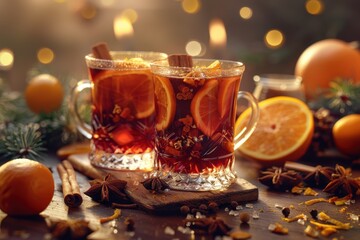 Cozy Winter Mulled Wine with Spices and Oranges